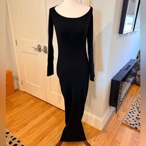 Peppermayo Black Long Sleeve Ribbed Maxi Dress